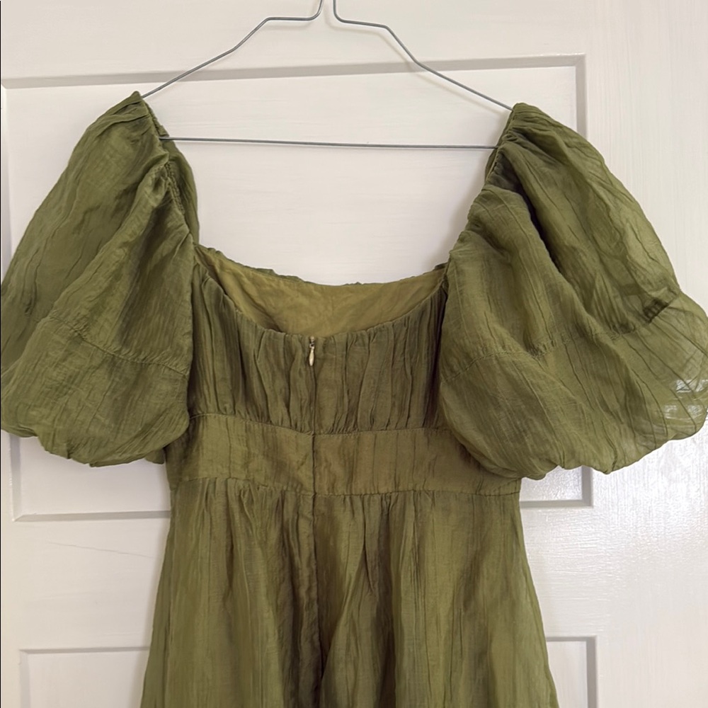 Showpo Olive Puff Sleeve Maxi Dress - Picture 2 of 3